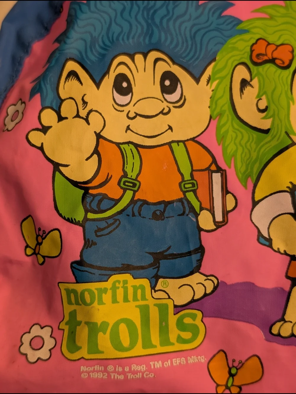 VINTAGE 90's Norfin Trolls Pink & Blue Mini Duffel Bag